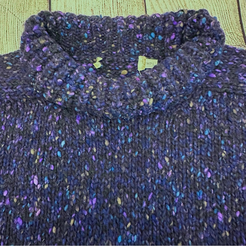 Vintage Women’s Speckled Wool Sweater Large Scottish Whimsigoth Overaized Chunky - Picture 2 of 7